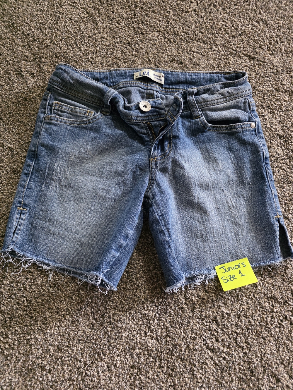 lei Juniors Blue Distressed Denim Cutoff Shorts